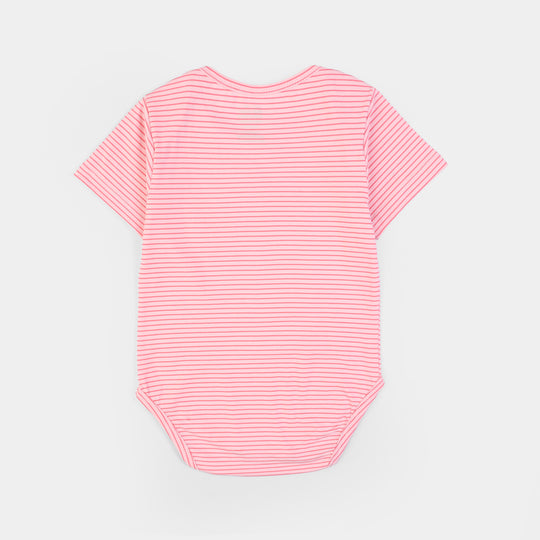Infant Girls Yarn Dyed Basic Romper Lovely Day-Pink