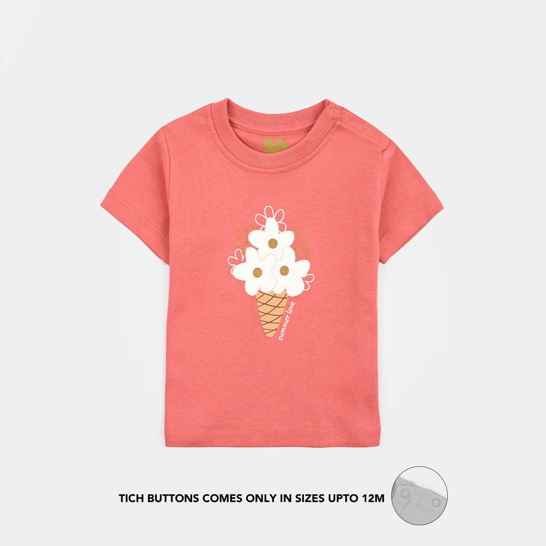 Infant Girls Cotton Interlock 2 Piece Suit Summer Love-Pink