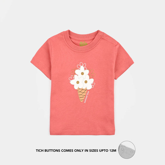 Infant Girls Cotton Interlock 2 Piece Suit Summer Love-Pink