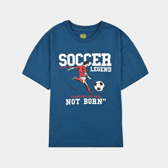 Boys Cotton Jersey T-Shirt Soccer Legend-BLUE