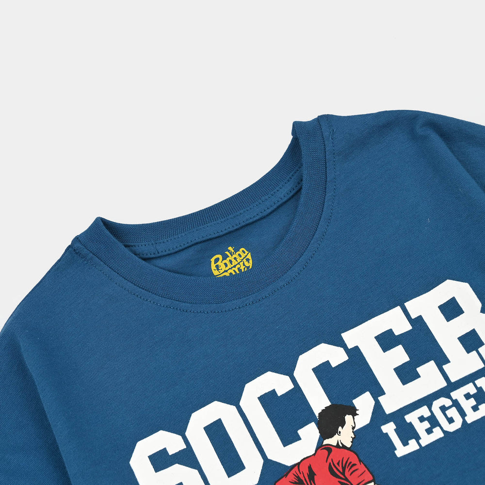 Boys Cotton Jersey T-Shirt Soccer Legend-BLUE