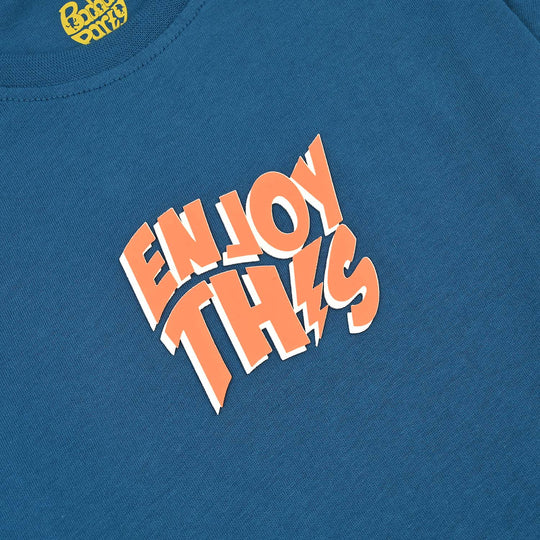 Boys Cotton Jersey T-Shirt Enjoy This-BLUE