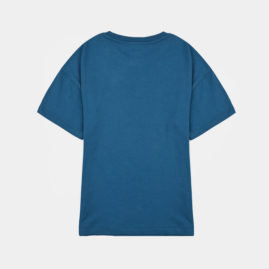 Boys Cotton Jersey T-Shirt Enjoy This-BLUE