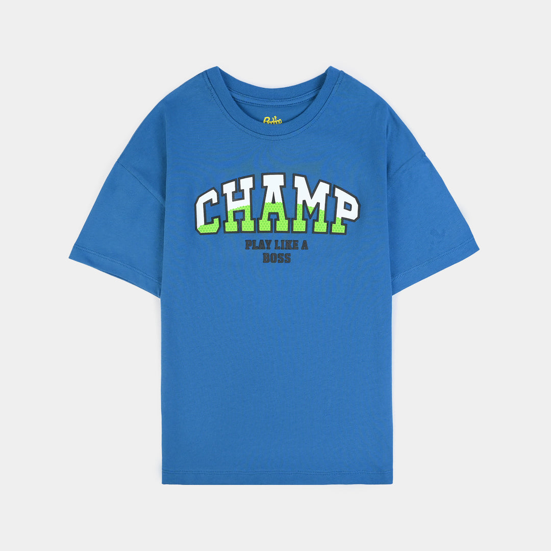 Boys Cotton Jersey T-Shirt Champ-BLUE