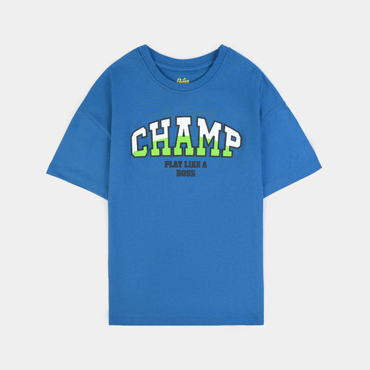 Boys Cotton Jersey T-Shirt Champ-BLUE