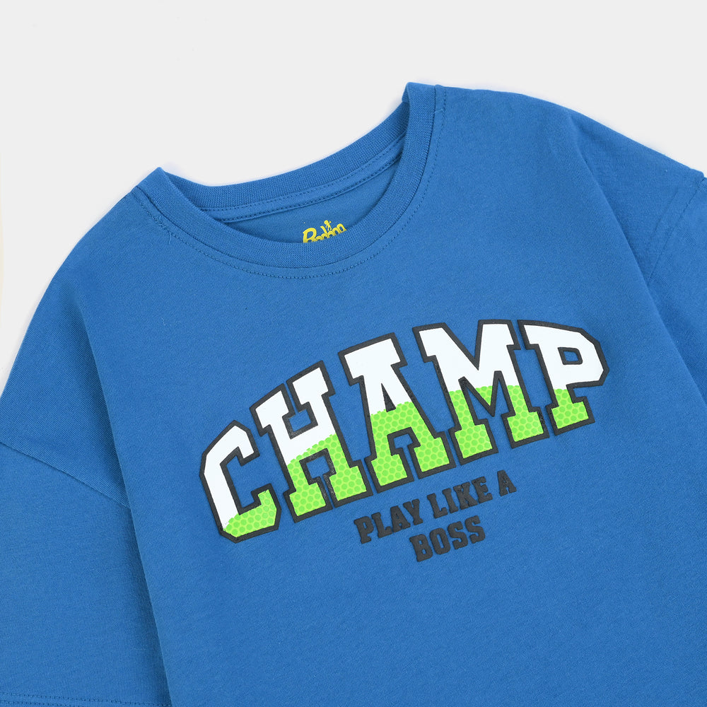 Boys Cotton Jersey T-Shirt Champ-BLUE