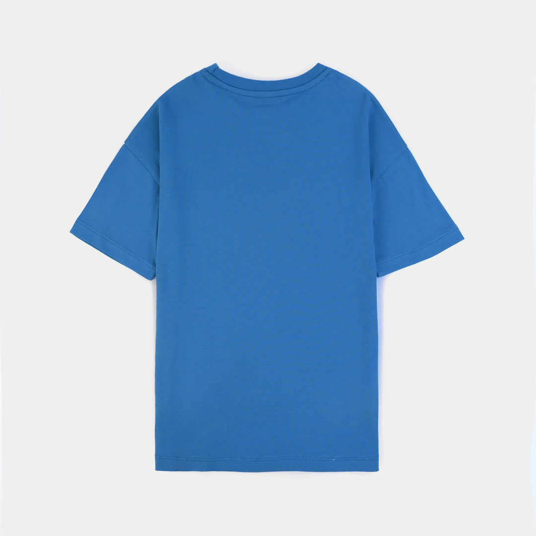 Boys Cotton Jersey T-Shirt Champ-BLUE