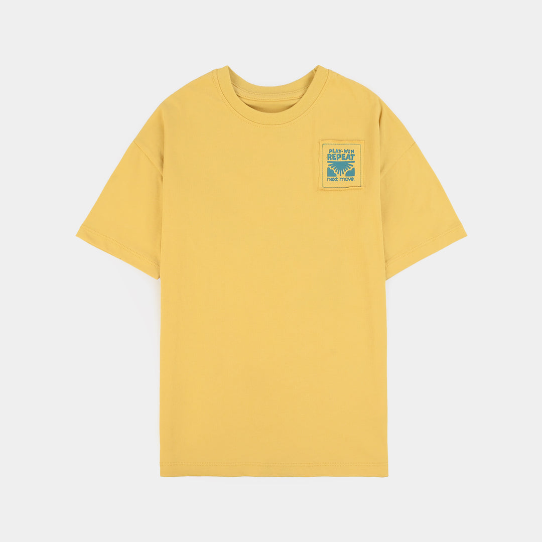 Boys Cotton Jersey T-Shirt Play Win-Yellow