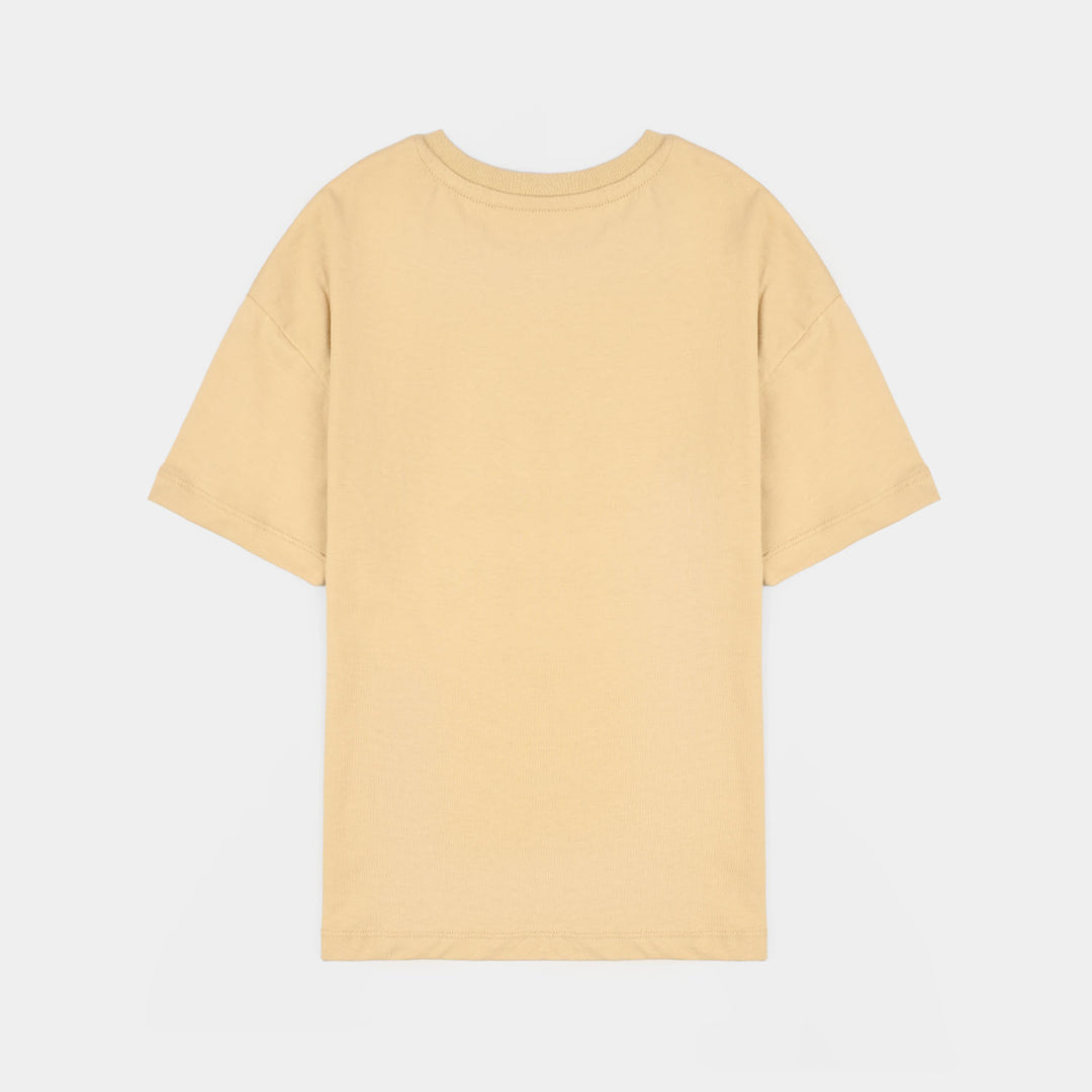 Boys Cotton Jersey T-Shirt Go one step-BROWN
