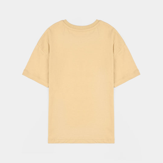 Boys Cotton Jersey T-Shirt Go one step-BROWN