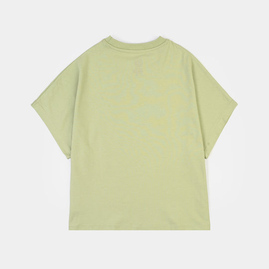 Girls Cotton Jersey T-Shirt H/S Flower Market-GREEN