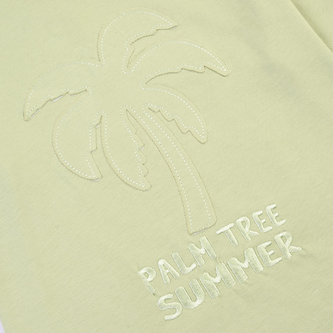 Girls Cotton Jersey T-Shirt H/S Palm Tree-GREEN