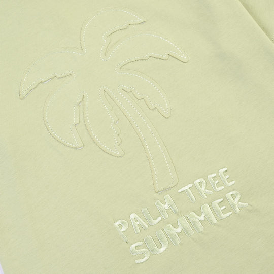 Girls Cotton Jersey T-Shirt H/S Palm Tree-GREEN