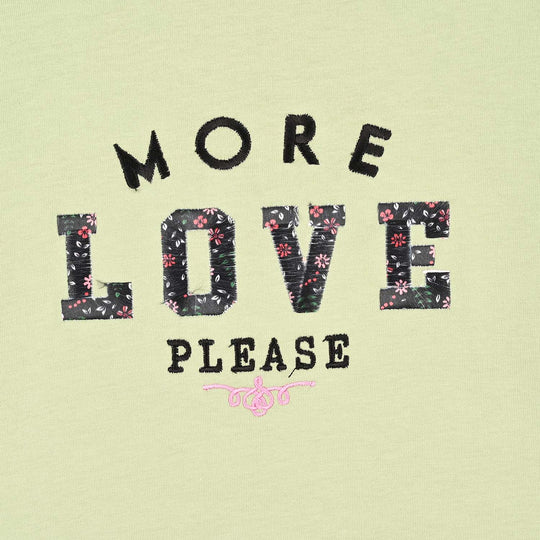 Girls Cotton Jersey T-Shirts H/S More Love Please-Green
