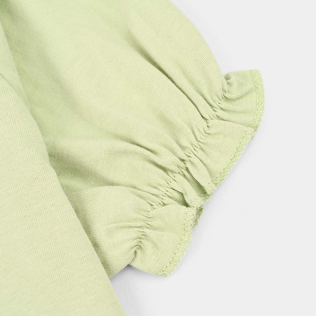 Girls Cotton Jersey T-Shirts H/S More Love Please-Green