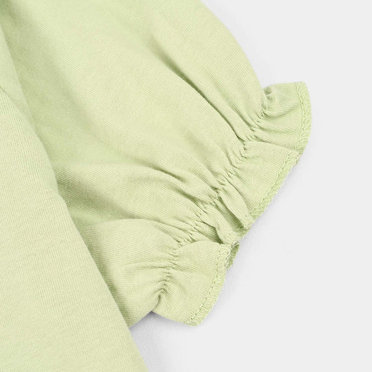 Girls Cotton Jersey T-Shirts H/S More Love Please-Green