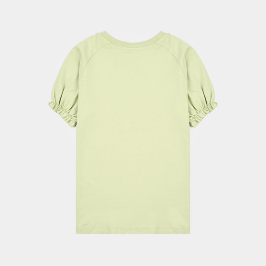 Girls Cotton Jersey T-Shirts H/S More Love Please-Green