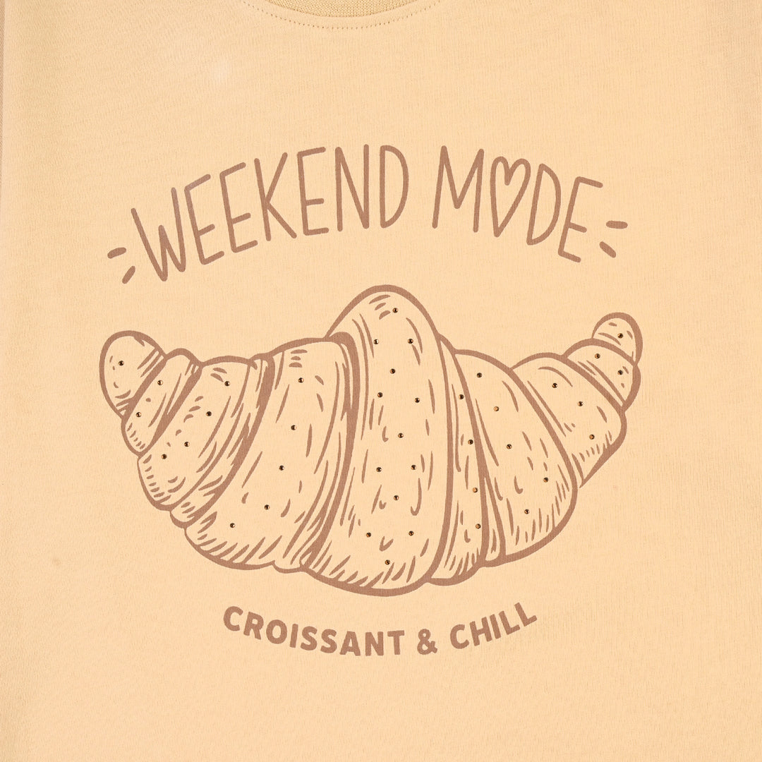 Girls Cotton Jersey T-Shirt H/S Weekend Mode-BROWN