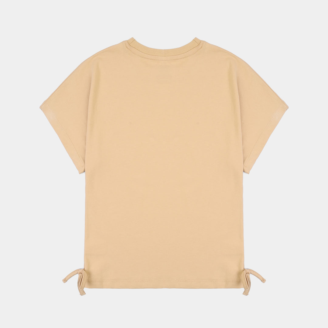 Girls Cotton Jersey T-Shirt H/S Weekend Mode-BROWN