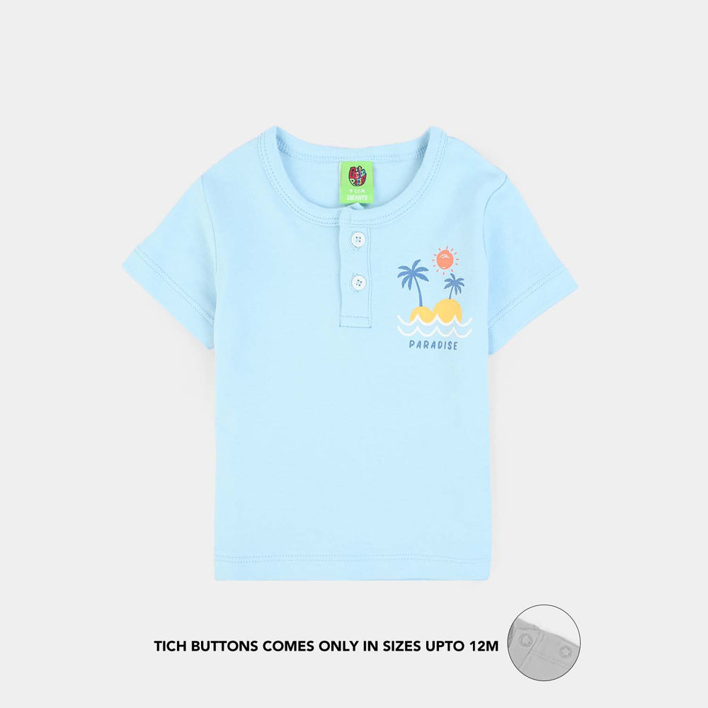 Infant Boys Cotton Interlock Suit Sun & Wave-BLUE