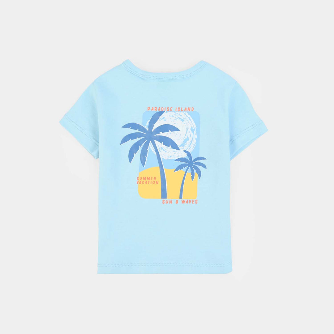 Infant Boys Cotton Interlock Suit Sun & Wave-BLUE