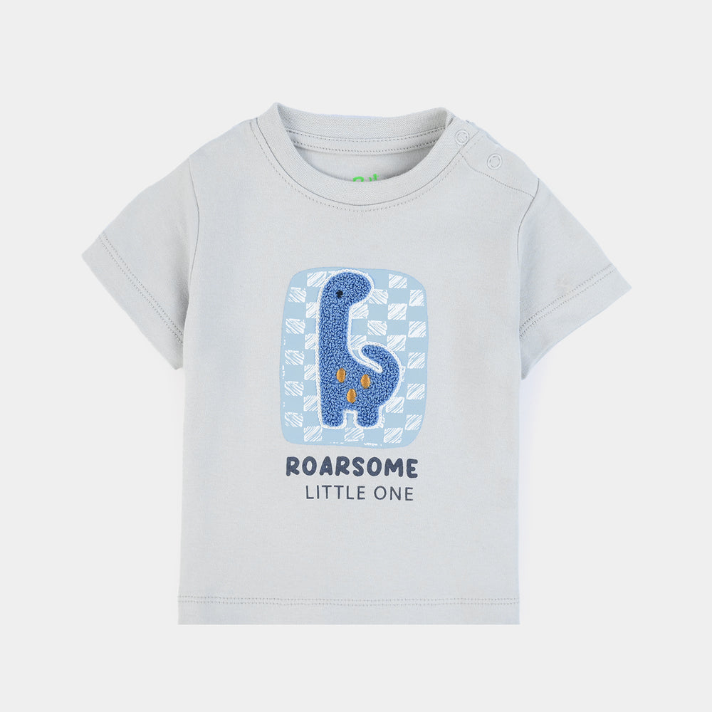 Infant Boys Cotton Interlock Roarsome Little One-Grey.Blue