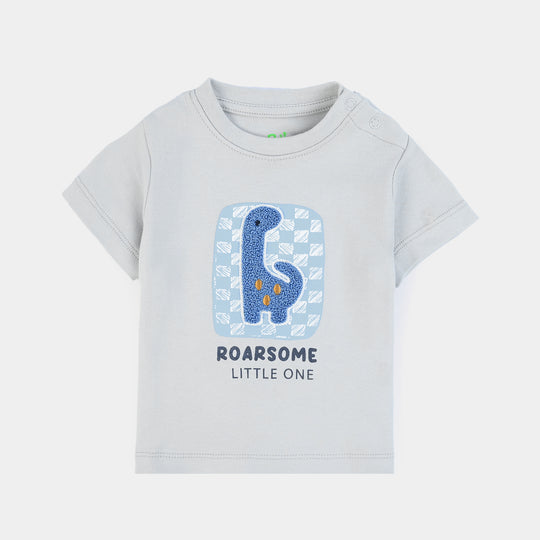 Infant Boys Cotton Interlock Roarsome Little One-Grey.Blue