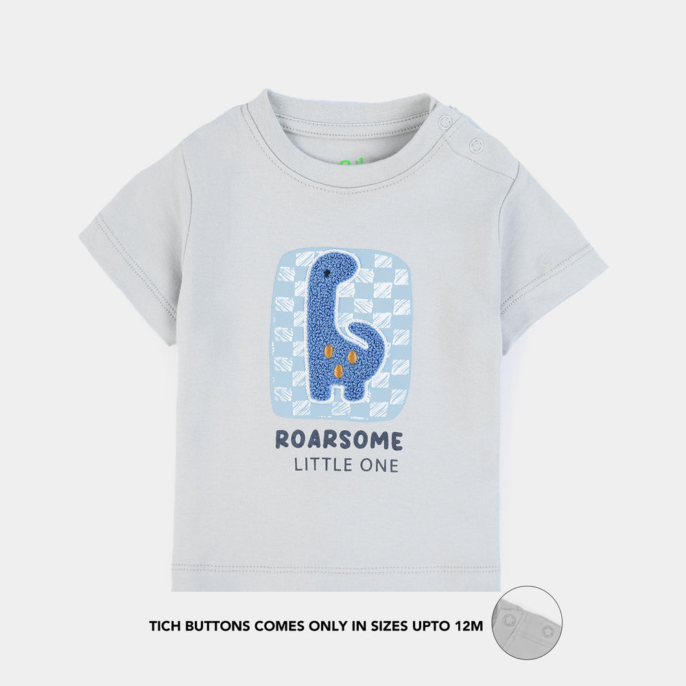 Infant Boys Cotton Interlock Roarsome Little One-Grey.Blue