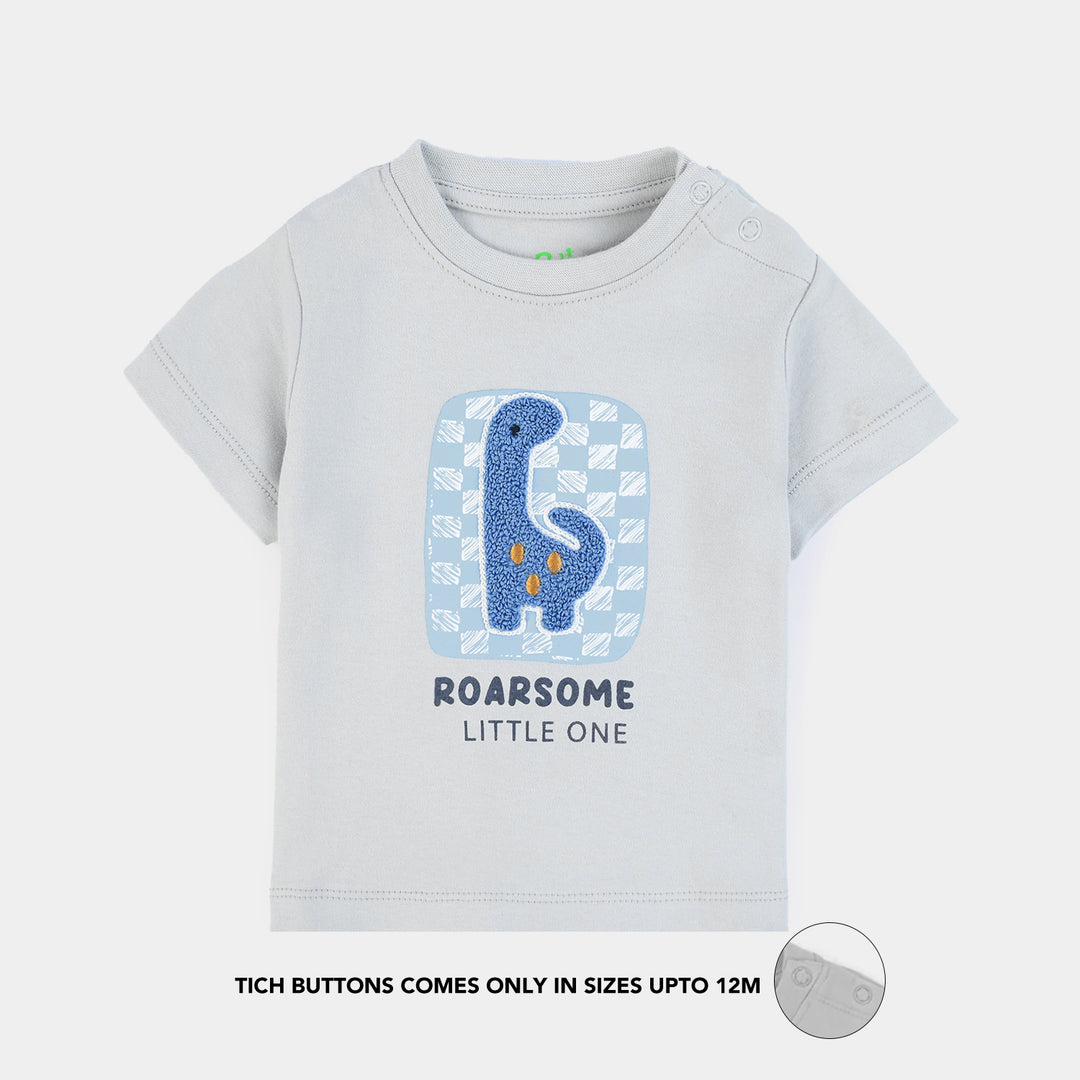 Infant Boys Cotton Interlock Roarsome Little One-Grey.Blue