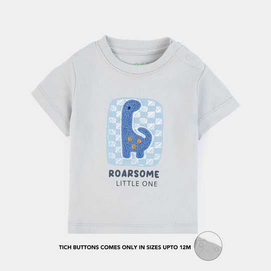 Infant Boys Cotton Interlock Roarsome Little One-Grey.Blue