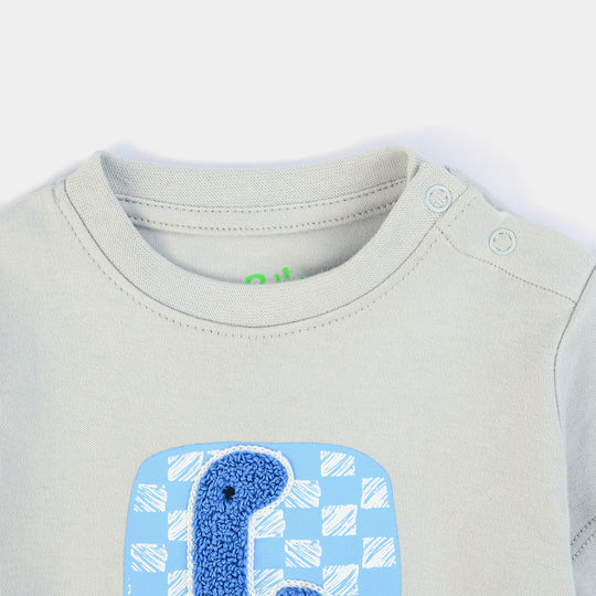 Infant Boys Cotton Interlock Roarsome Little One-Grey.Blue