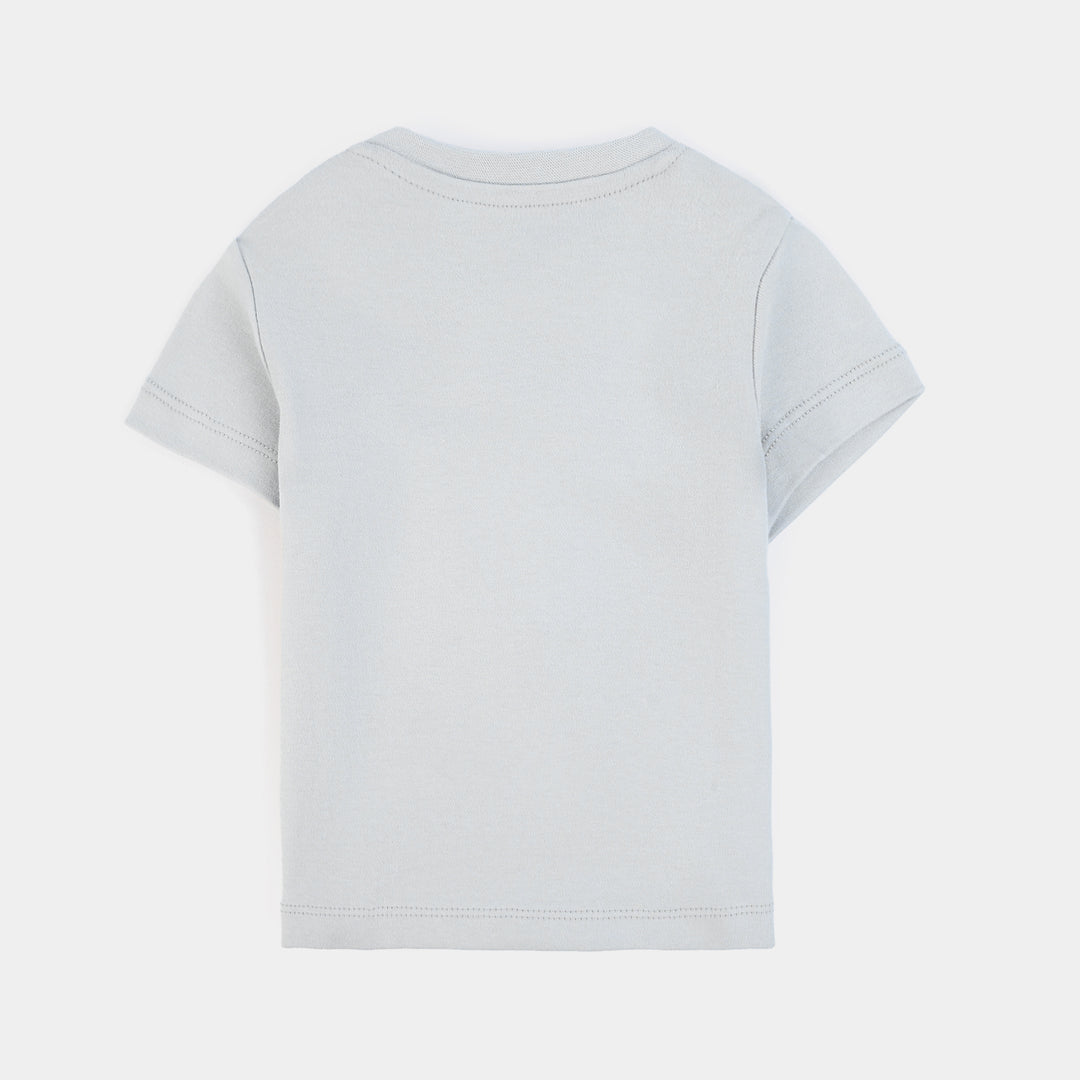 Infant Boys Cotton Interlock Roarsome Little One-Grey.Blue