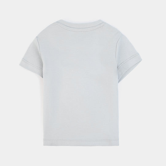 Infant Boys Cotton Interlock Roarsome Little One-Grey.Blue