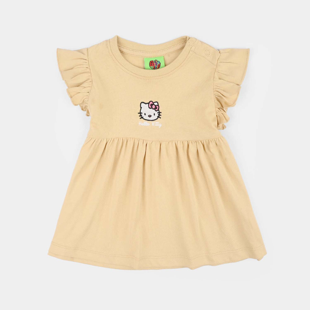 Infant Girls Cotton Jersey Frock Character-BROWN