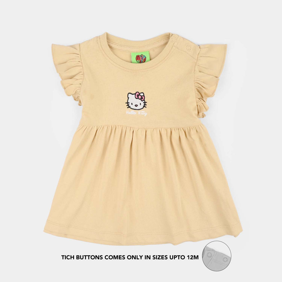 Infant Girls Cotton Jersey Frock Character-BROWN