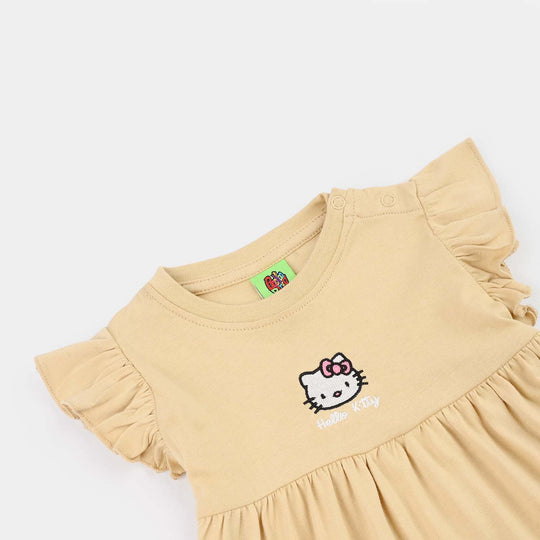 Infant Girls Cotton Jersey Frock Character-BROWN
