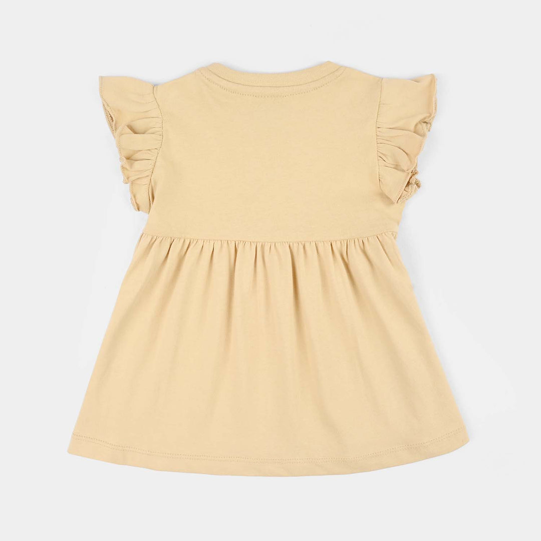 Infant Girls Cotton Jersey Frock Character-BROWN