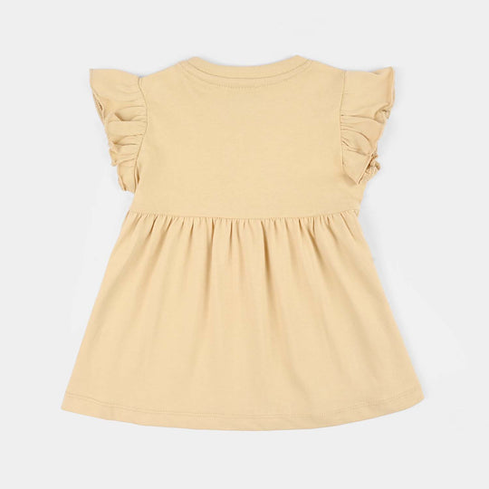 Infant Girls Cotton Jersey Frock Character-BROWN