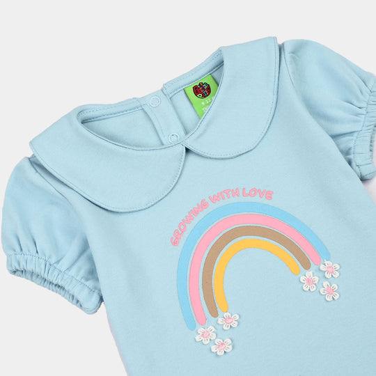 Infant Girls Cotton Interlock Suit Rainbow-Blue.Pink