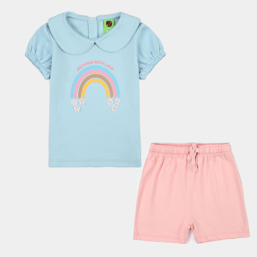 Infant Girls Cotton Interlock Suit Rainbow-Blue.Pink