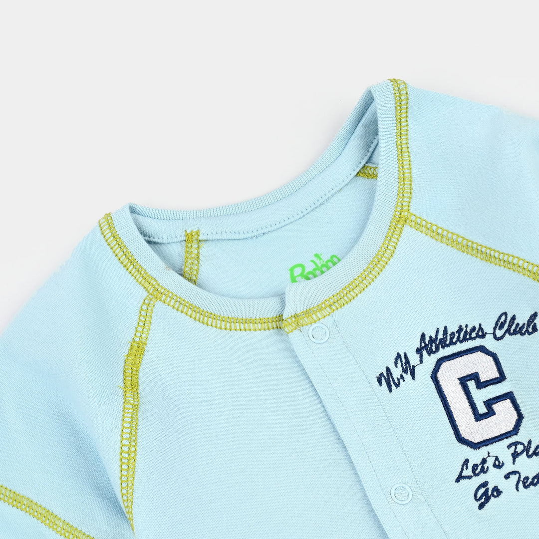 Infant Boys Cotton Jersey Romper Little Player-Blue