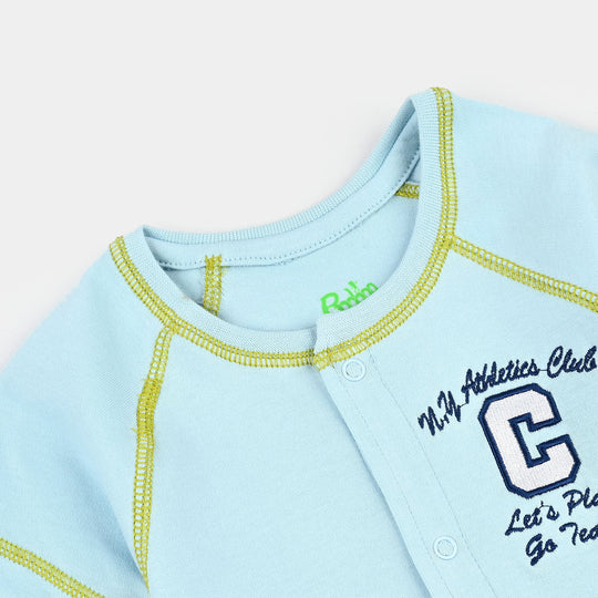 Infant Boys Cotton Jersey Romper Little Player-Blue
