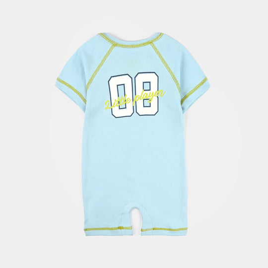 Infant Boys Cotton Jersey Romper Little Player-Blue