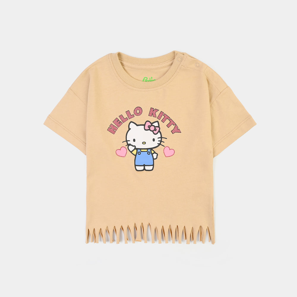 Infant Girls Cotton Jersey T-Shirt Kitty-BROWN