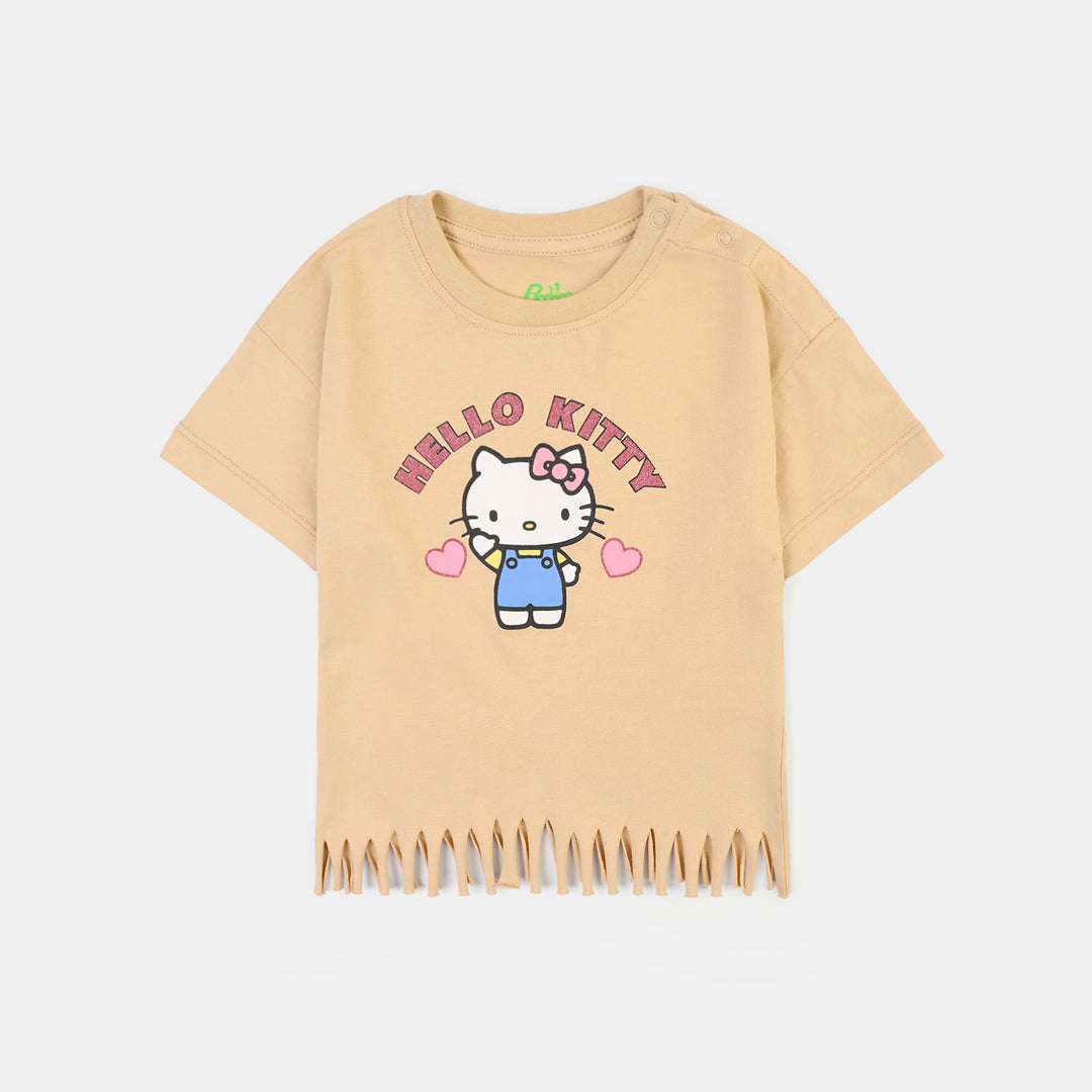 Infant Girls Cotton Jersey T-Shirt Kitty-BROWN