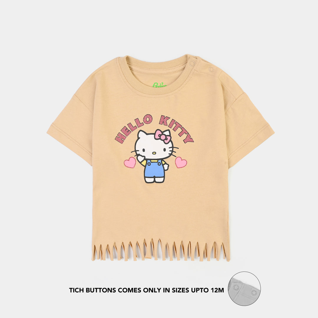 Infant Girls Cotton Jersey T-Shirt Kitty-BROWN