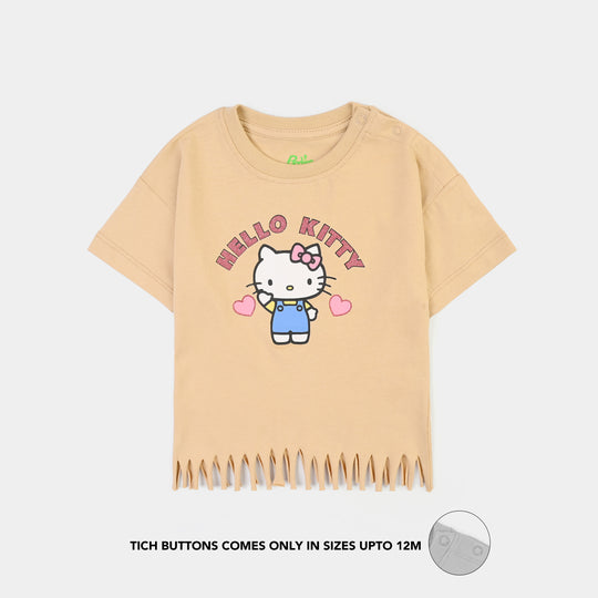 Infant Girls Cotton Jersey T-Shirt Kitty-BROWN