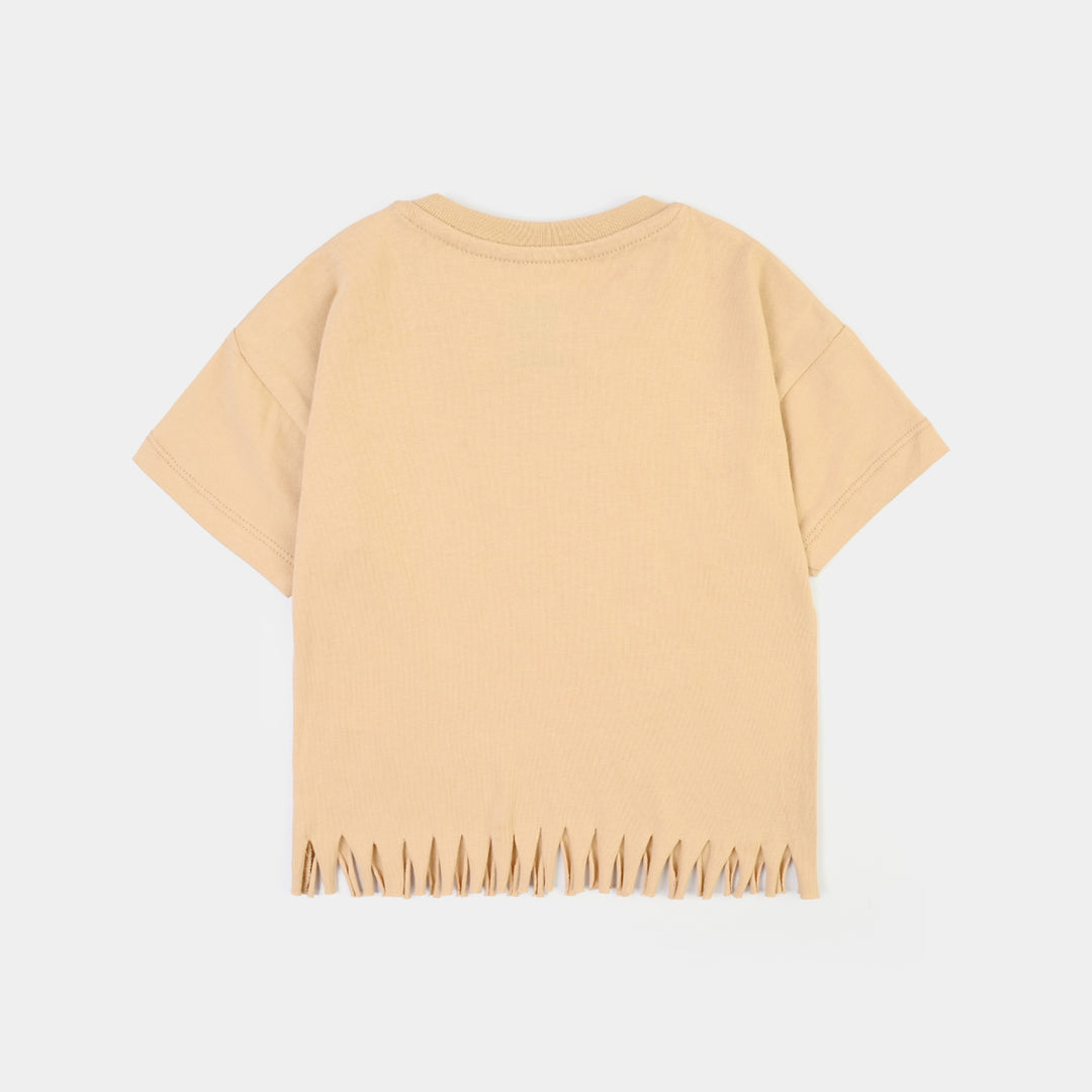 Infant Girls Cotton Jersey T-Shirt Kitty-BROWN