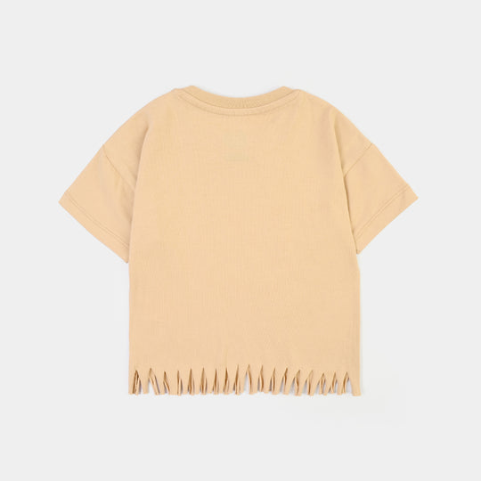Infant Girls Cotton Jersey T-Shirt Kitty-BROWN