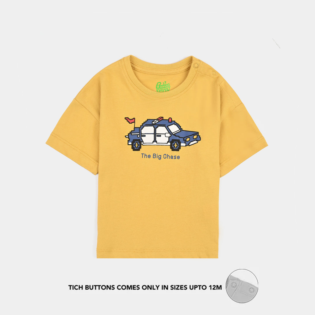 Infant Boys Cotton Jersey T- Shirt The Big Chase-Yellow